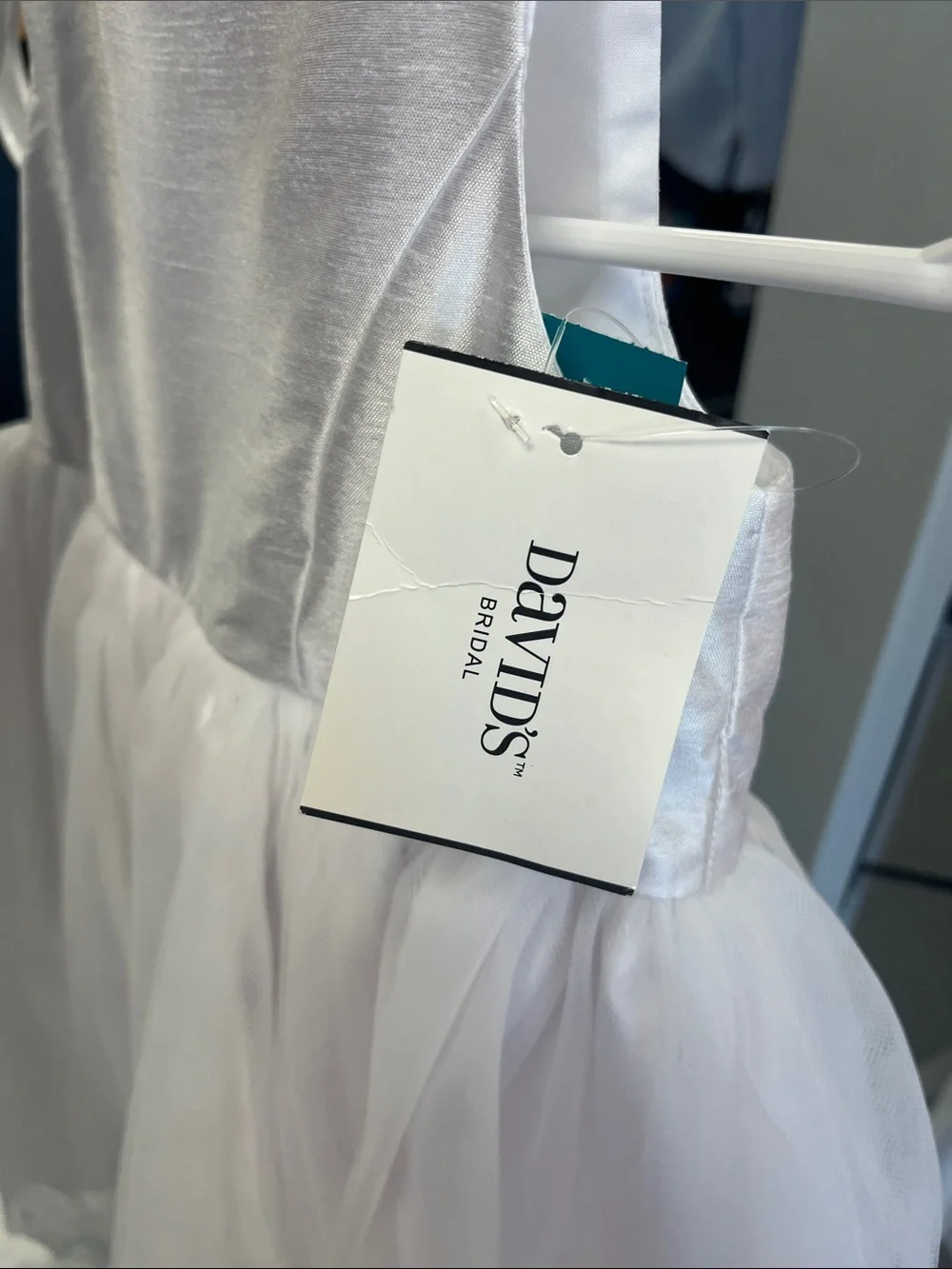 David's Bridal White Tulle Flower Girl Dress - Picture 4 of 4